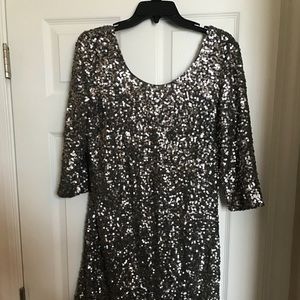 Silver sequined cocktail dress